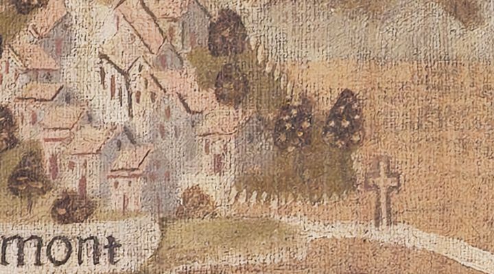 Extrait de la carte originale de 1609, zone Q16